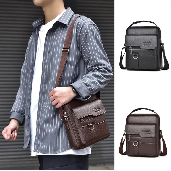 NEW Men's Business Commute Crossbody Bag high quality PU Shoulder Bag Large Capacity Men Handbag Phone Bag Gift For Men - Image 3