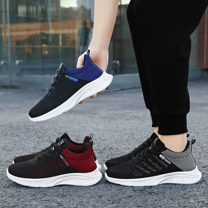 Sports shoes men fall new men's shoes match color fashion casual shoes lace up Korean version of mesh running shoes - Image 4